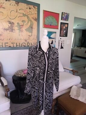 Michael Kors Black and White Zebra Print Shirt Dress